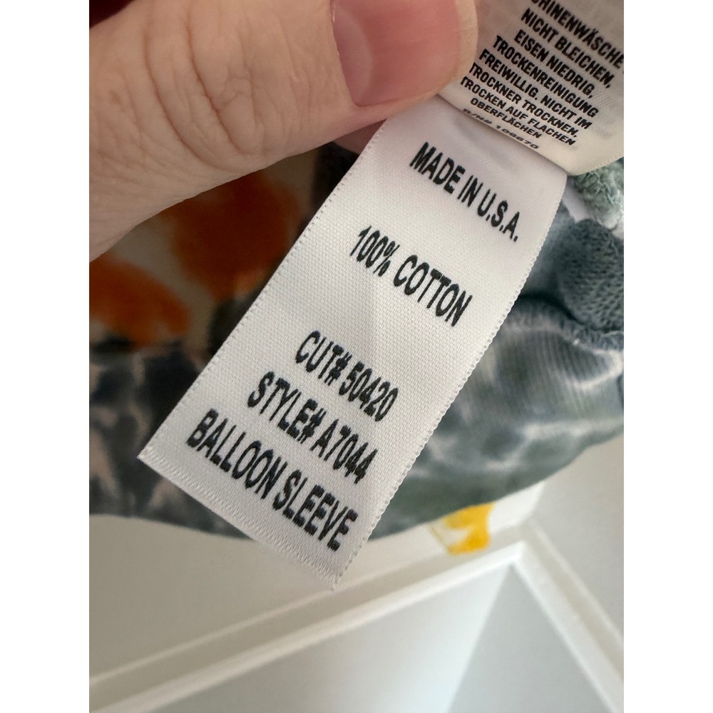 AGOLDE Tie Dye Balloon Sleeve Sweatshirt Cotton Orange Yellow Grey Crop‎ Medium - Picture 4 of 6